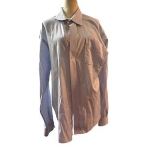 IKE Behar EZE Performance Dress Shirt, Blue Herringbone Cotton, Size 18/37